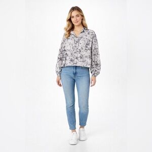 Matta Tie-Dye Marbled Blouse – Gray Silk Blend, Size S